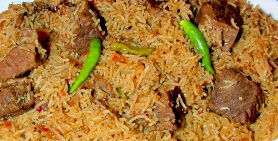 Yakhni Pilau (Rice with boiled meat)