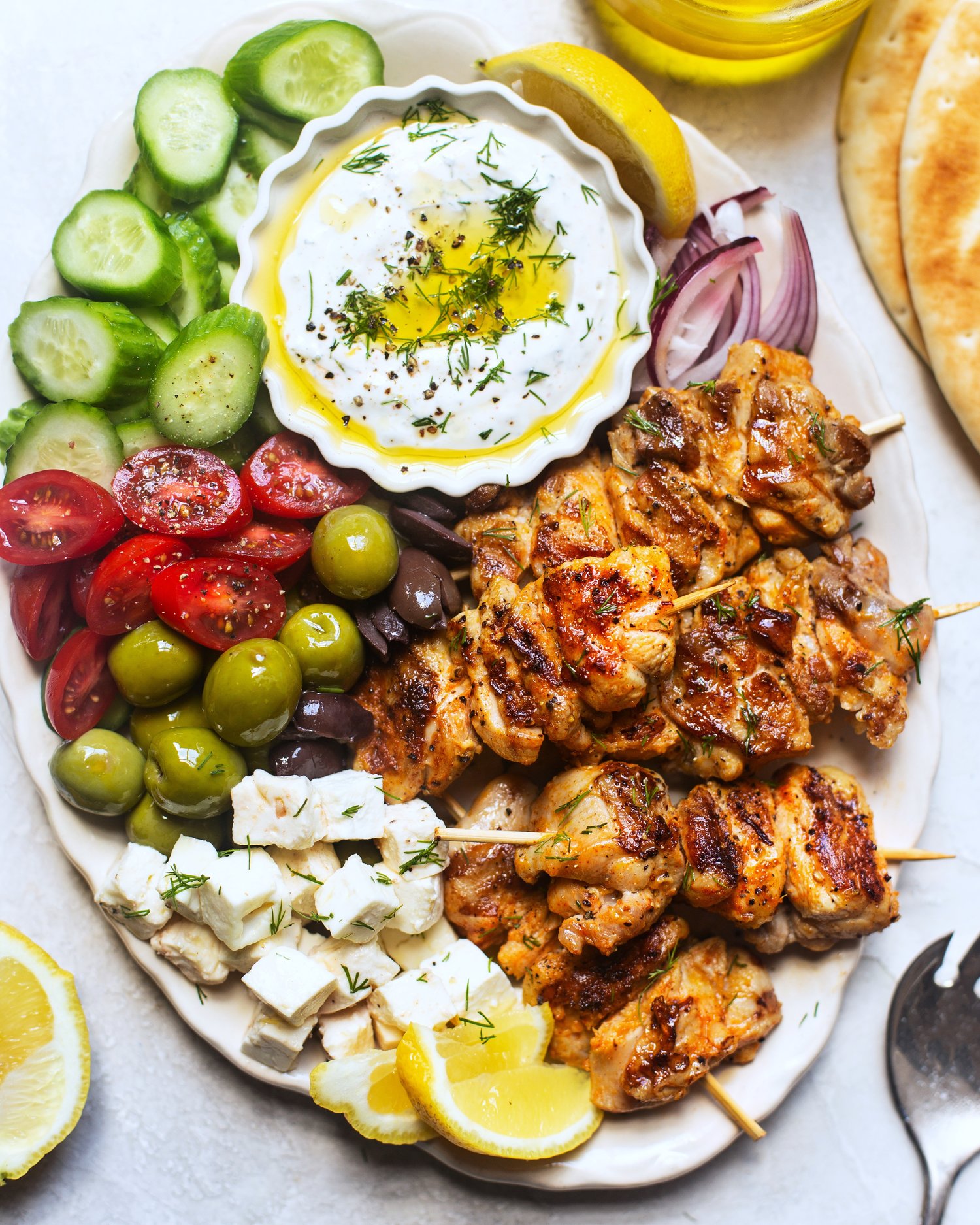CHICKEN SKEWERS WITH CELERY AND PRESERVED LEMON SALAD