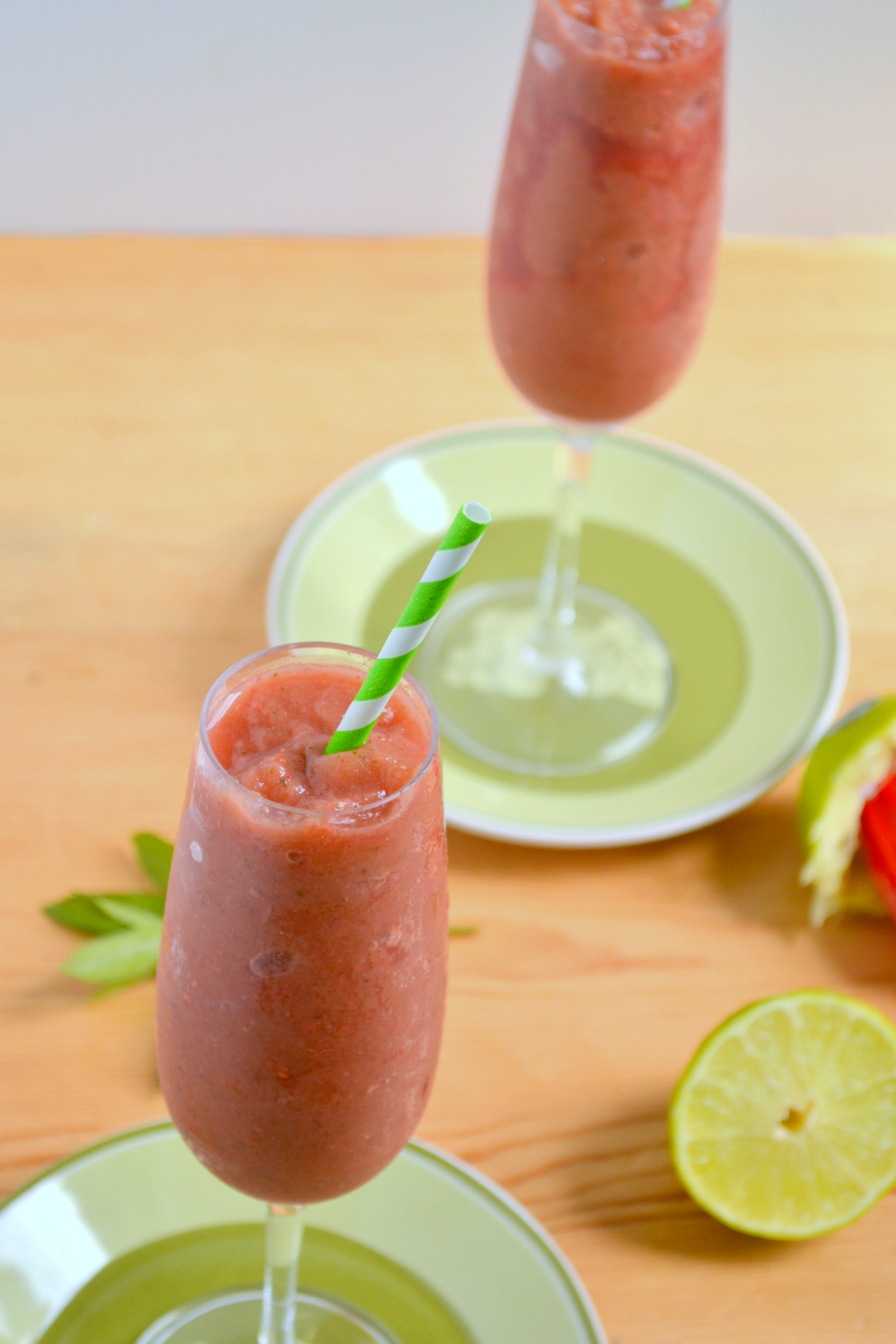 Watermelon, mint, lime and ginger Slushie (my yellow table) Recipe