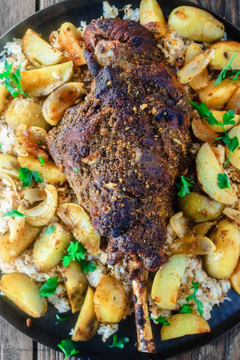 Lebanese-style lamb with honey carrots and baby potatoes
