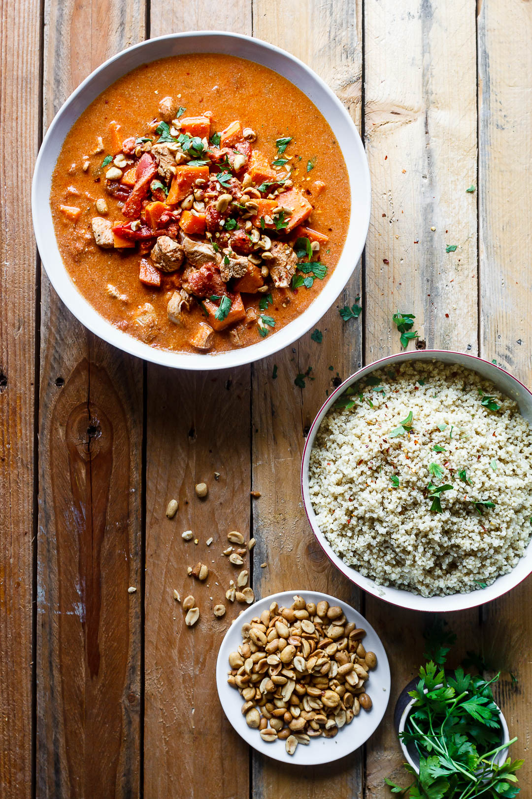 African inspired Crockpot soup with peanut butter, chili, brown rice and lentils